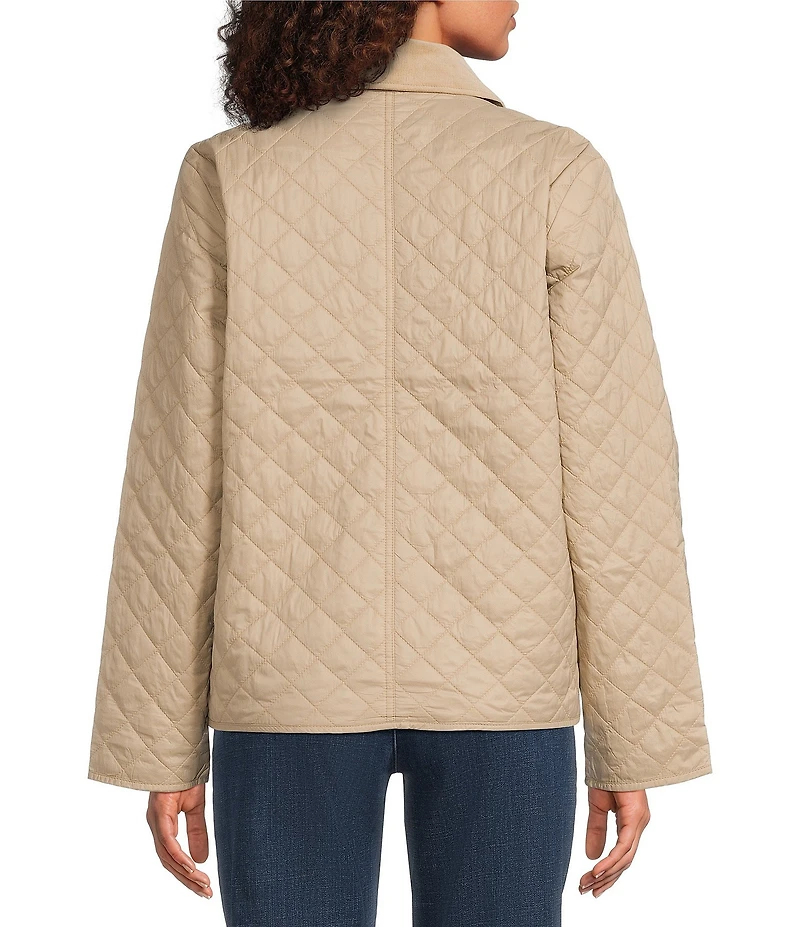 Eileen Fisher Petite Eggshell Recycled Nylon Point Collar Long Sleeve Jacket