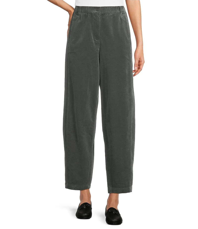 Eileen Fisher Petite Organic Cotton Blend Corduroy Mid-Rise Lantern Ankle Pants
