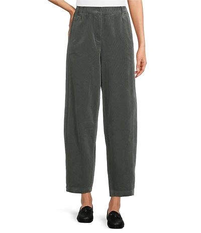 Eileen Fisher Petite Organic Cotton Blend Corduroy Mid-Rise Lantern Ankle Pants