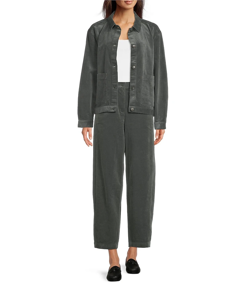 Eileen Fisher Petite Organic Cotton Blend Corduroy Mid-Rise Lantern Ankle Pants