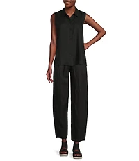 Eileen Fisher Petite Organic Linen Pleated Lantern Ankle Pants