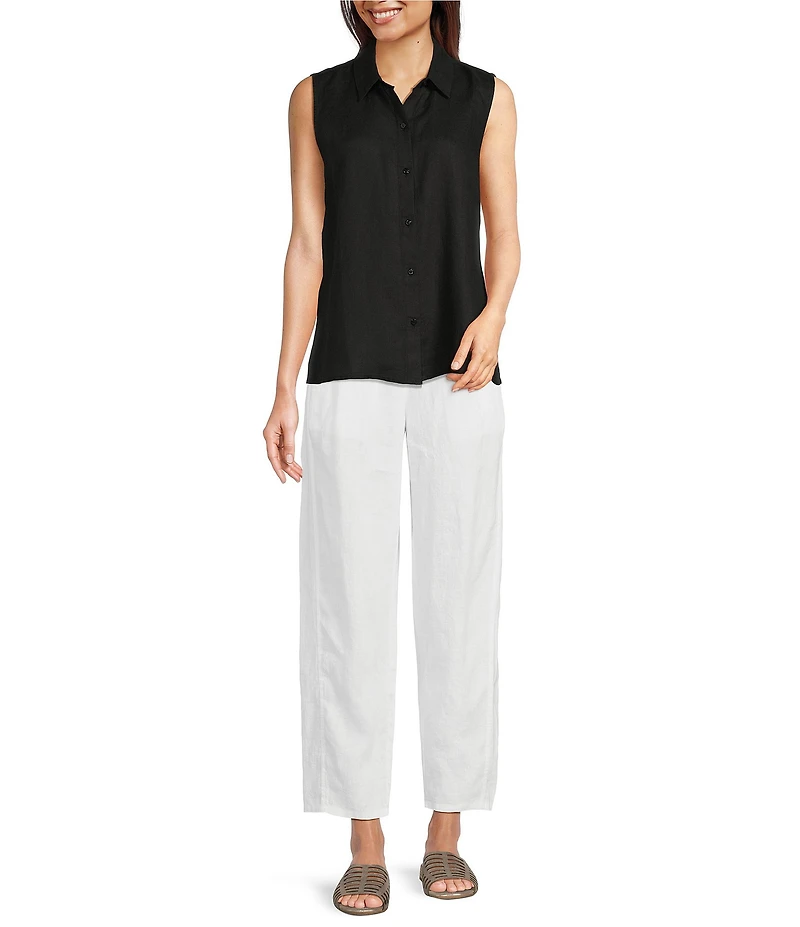 Eileen Fisher Petite Organic Linen Pleated Lantern Ankle Pants