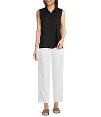 Eileen Fisher Petite Organic Linen Pleated Lantern Ankle Pants