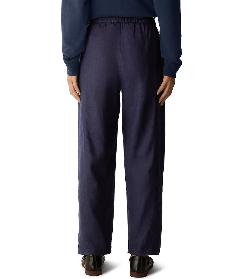Eileen Fisher Petite Organic Linen Pleated Lantern Straight Leg Ankle Pants