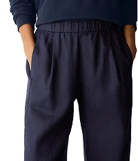 Eileen Fisher Petite Organic Linen Pleated Lantern Straight Leg Ankle Pants
