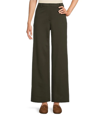 Eileen Fisher Petite Ponte Wide Leg Full Length Trouser Pants