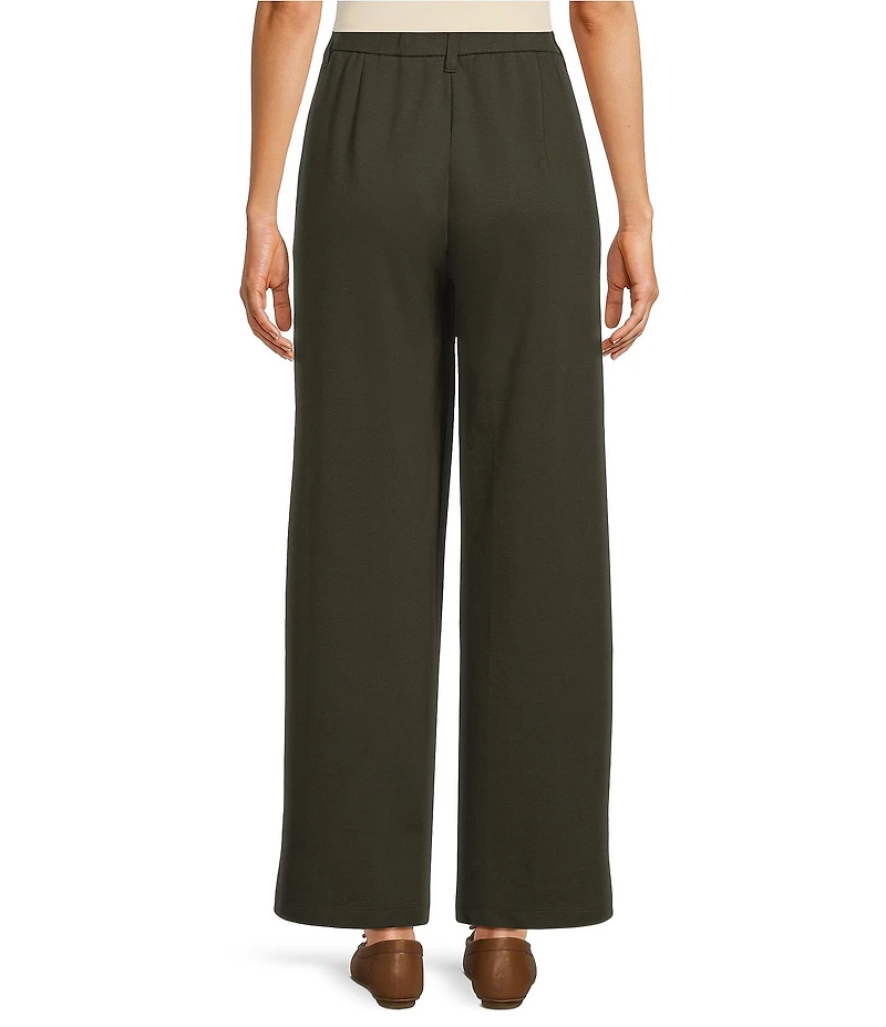 Eileen Fisher Petite Ponte Wide Leg Full Length Trouser Pants