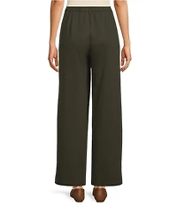 Eileen Fisher Petite Ponte Wide Leg Full Length Trouser Pants