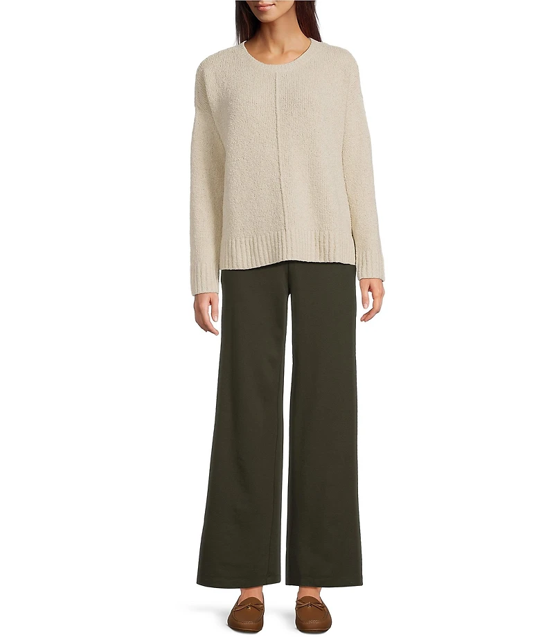Eileen Fisher Petite Ponte Wide Leg Full Length Trouser Pants