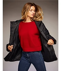 Eileen Fisher Petite Recycled Nylon Hooded Long Sleeve Puffer Jacket