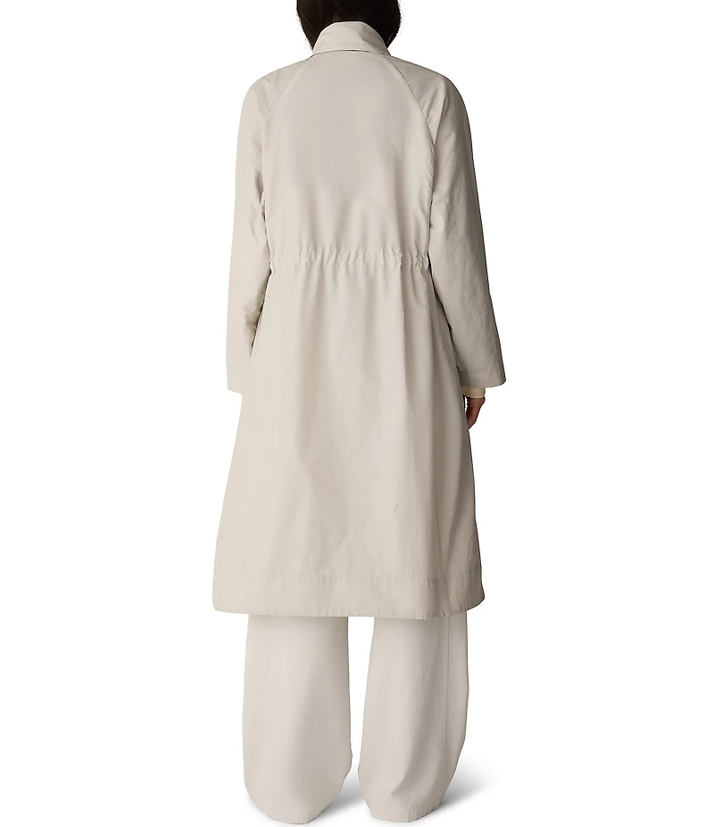 Eileen Fisher Petite Size Cotton Nylon Weave High Draped Neck Long Raglan Sleeve Coat