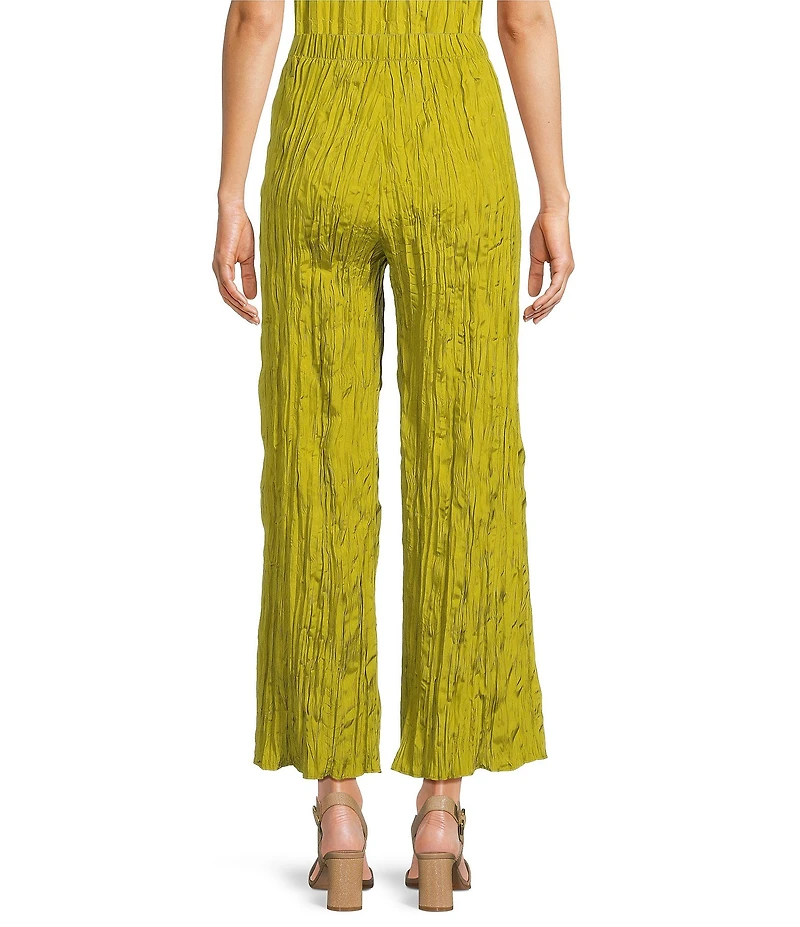 Eileen Fisher Petite Size Crushed Silk Elastic Waist Pull-On Ankle Coordinating Pants