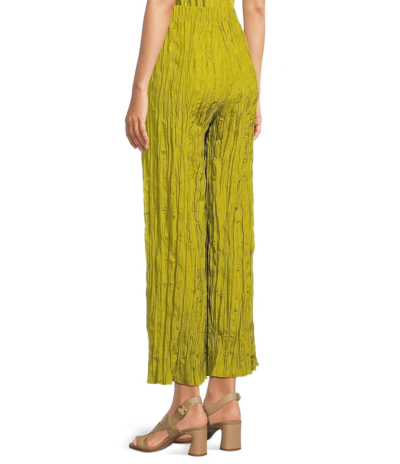 Eileen Fisher Petite Size Crushed Silk Elastic Waist Pull-On Ankle Coordinating Pants