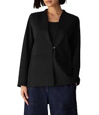 Eileen Fisher Petite Size Double Knit Long Sleeve One-Button Shaped Blazer
