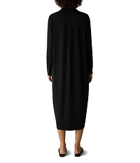Eileen Fisher Petite Size Jersey Knit Classic Point Collar Long Sleeve Dress