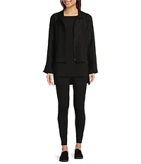 Eileen Fisher Petite Size Knit Jersey High-Rise Slim Leggings