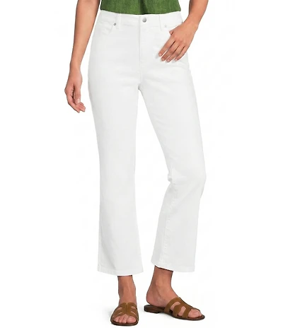 Eileen Fisher Petite Size Organic Cotton Blend Stretch Denim Mid Rise Slim Ankle Kick Jeans