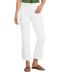 Eileen Fisher Petite Size Organic Cotton Blend Stretch Denim Mid Rise Slim Ankle Kick Jeans