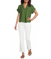 Eileen Fisher Petite Size Organic Cotton Blend Stretch Denim Mid Rise Slim Ankle Kick Jeans