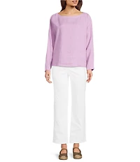 Eileen Fisher Petite Size Organic Cotton Blend Stretch Denim Straight Ankle Jeans