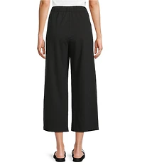 Eileen Fisher Petite Size Organic Cotton Blend Stretch Jersey Elastic Drawstring Straight Leg Ankle Pants