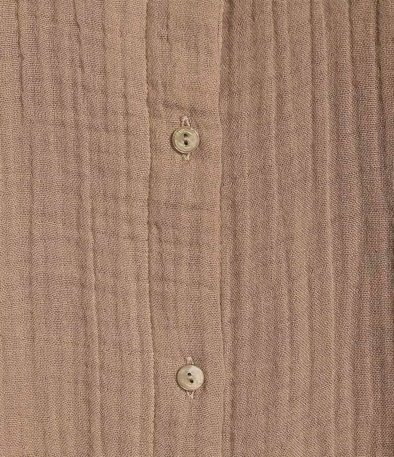 Eileen Fisher Petite Size Organic Cotton Gauze Point Collar Long Sleeve Top