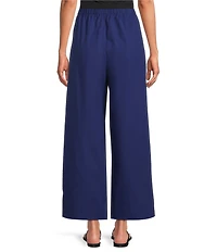 Eileen Fisher Petite Size Organic Cotton Poplin Wide-Leg Pull-On Pant