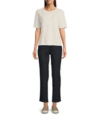 Eileen Fisher Petite Size Organic Cotton Stretch Denim High Waisted Slim Ankle Jeans