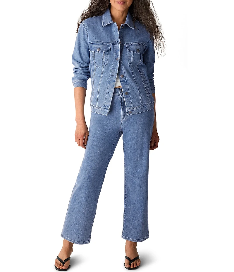 Eileen Fisher Petite Size Organic Cotton Stretch Denim Mid Rise Straight Ankle Jeans