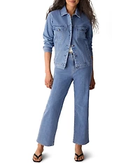 Eileen Fisher Petite Size Organic Cotton Stretch Denim Mid Rise Straight Ankle Jeans