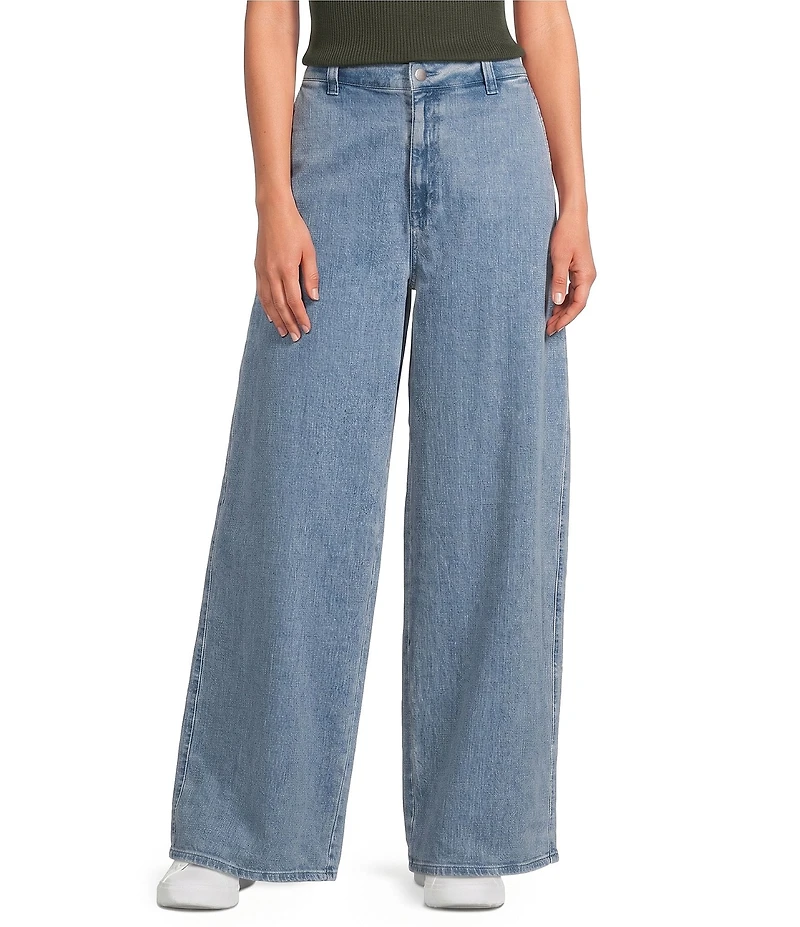 Eileen Fisher Petite Size Organic Cotton Stretch Wide Leg Trouser Denim Pants