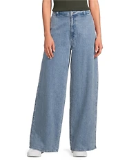 Eileen Fisher Petite Size Organic Cotton Stretch Wide Leg Trouser Denim Pants
