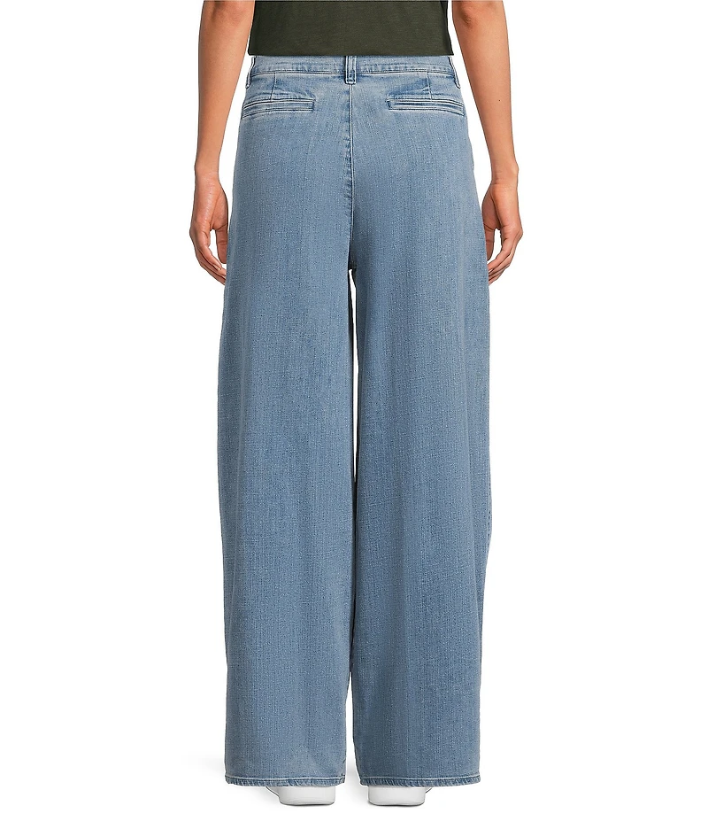 Eileen Fisher Petite Size Organic Cotton Stretch Wide Leg Trouser Denim Pants