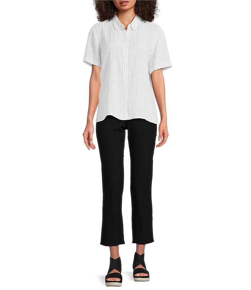Eileen Fisher Petite Size Stretch Crepe Flat Front Crop Skinny Leg Pants