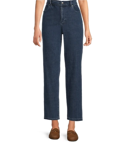 Eileen Fisher Petite Size Stretch Denim Straight Ankle Jeans