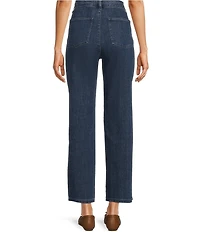 Eileen Fisher Petite Size Stretch Denim Straight Ankle Jeans