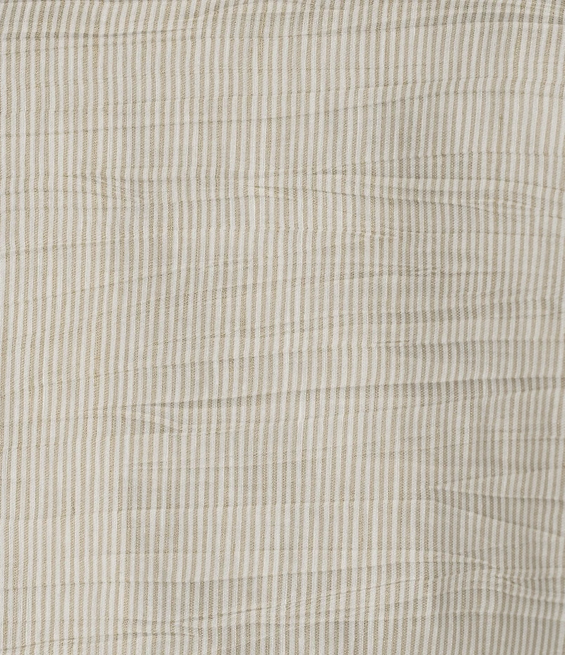Eileen Fisher Petite Size Striped Organic Linen Sheen Round Neck Cap Sleeve Top