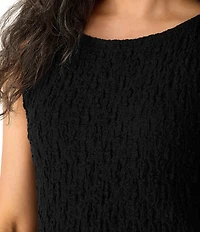Eileen Fisher Petite Size Textured Bubble Jacquard Boat Neck Sleeveless Sheath Dress