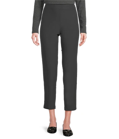Eileen Fisher Petite Stretch Crepe Flat Front Slim Ankle Pants