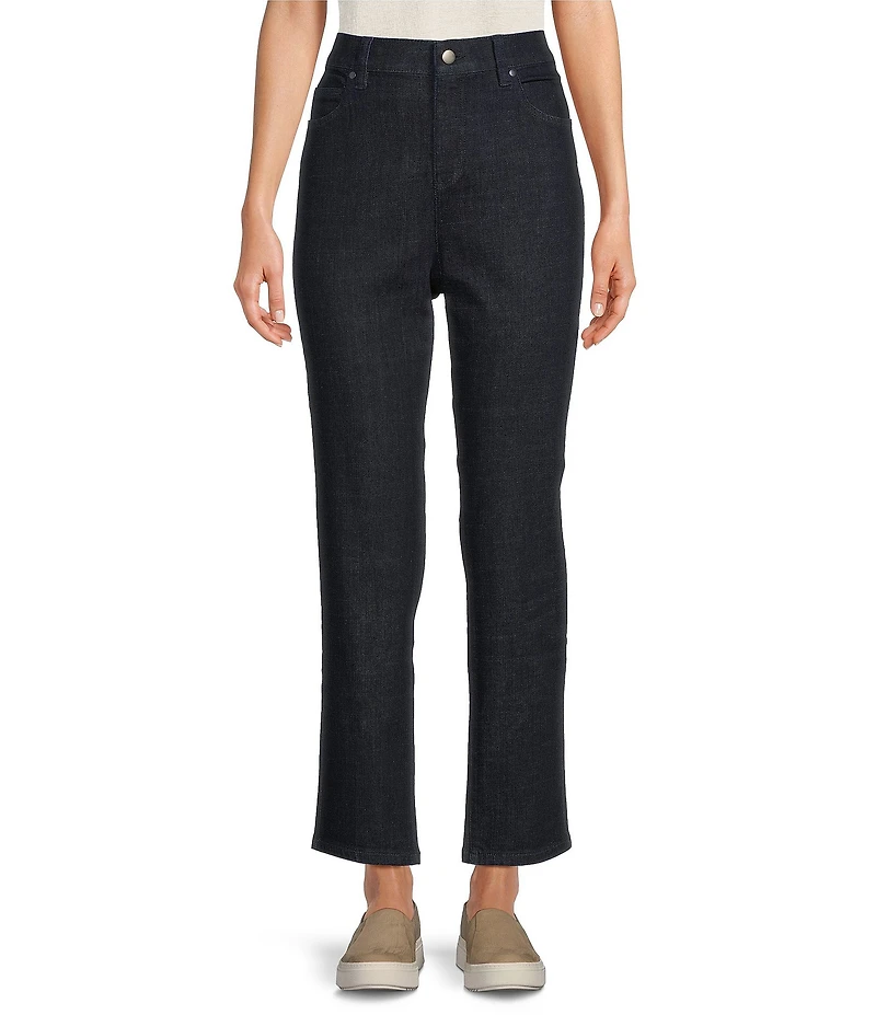 Eileen Fisher Petite Organic Recycled Cotton Stretch Denim High Waist Slim Leg Jeans