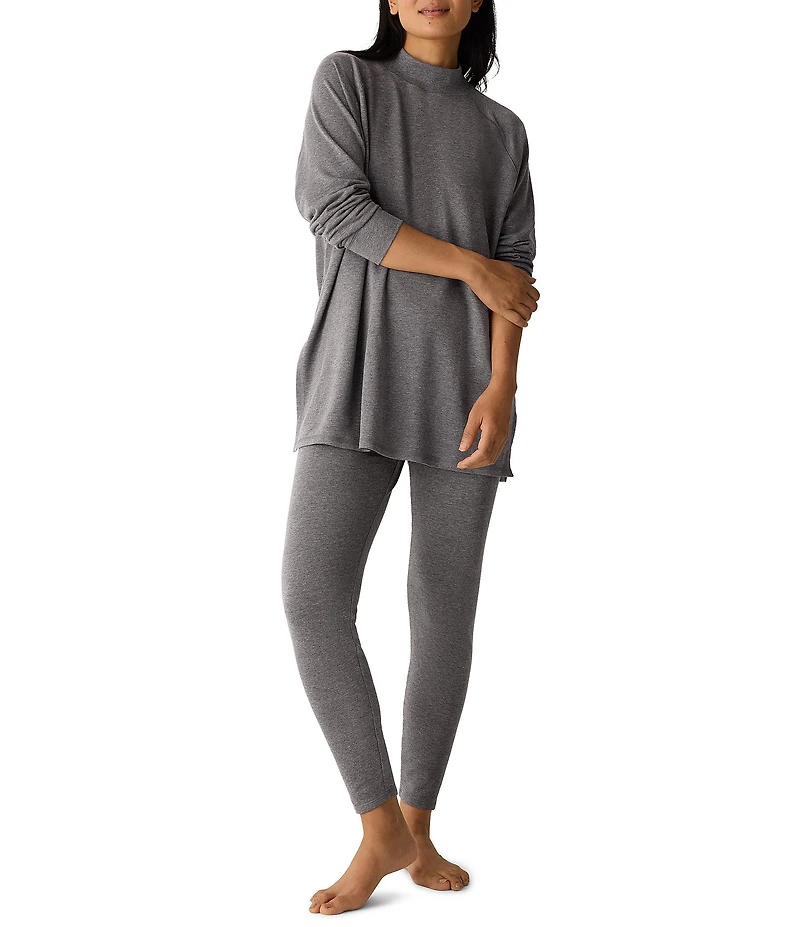Eileen Fisher Petite Terry Knit Mock Neck Long Sleeve Tunic