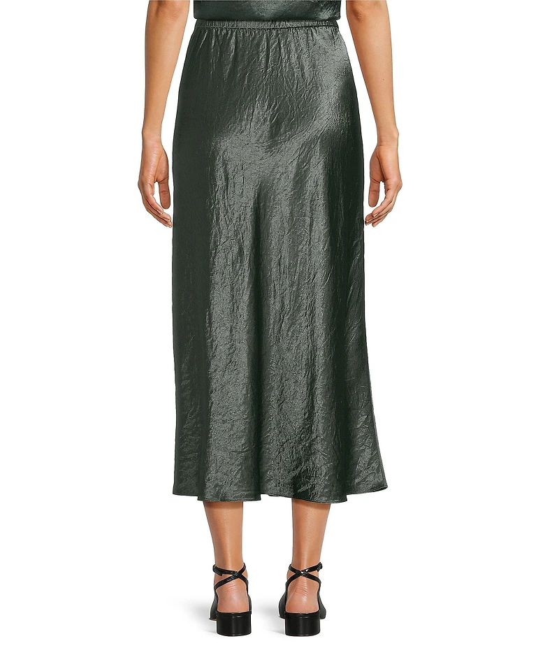 Eileen Fisher Petite Textured Satin Elastic Waist Bias Maxi Skirt