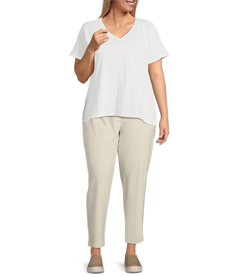 Eileen Fisher Plus Size Washable Stretch Crepe Slim Leg Ankle Pants