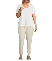 Eileen Fisher Plus Size Washable Stretch Crepe Slim Leg Ankle Pants
