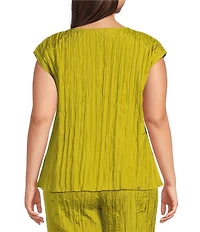 Eileen Fisher Plus Crushed Silk Ballet Neck Cap Sleeve Coordinating Top