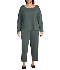 Eileen Fisher Plus Organic Cotton Garment Dyed Terry Slouch Ankle Pants