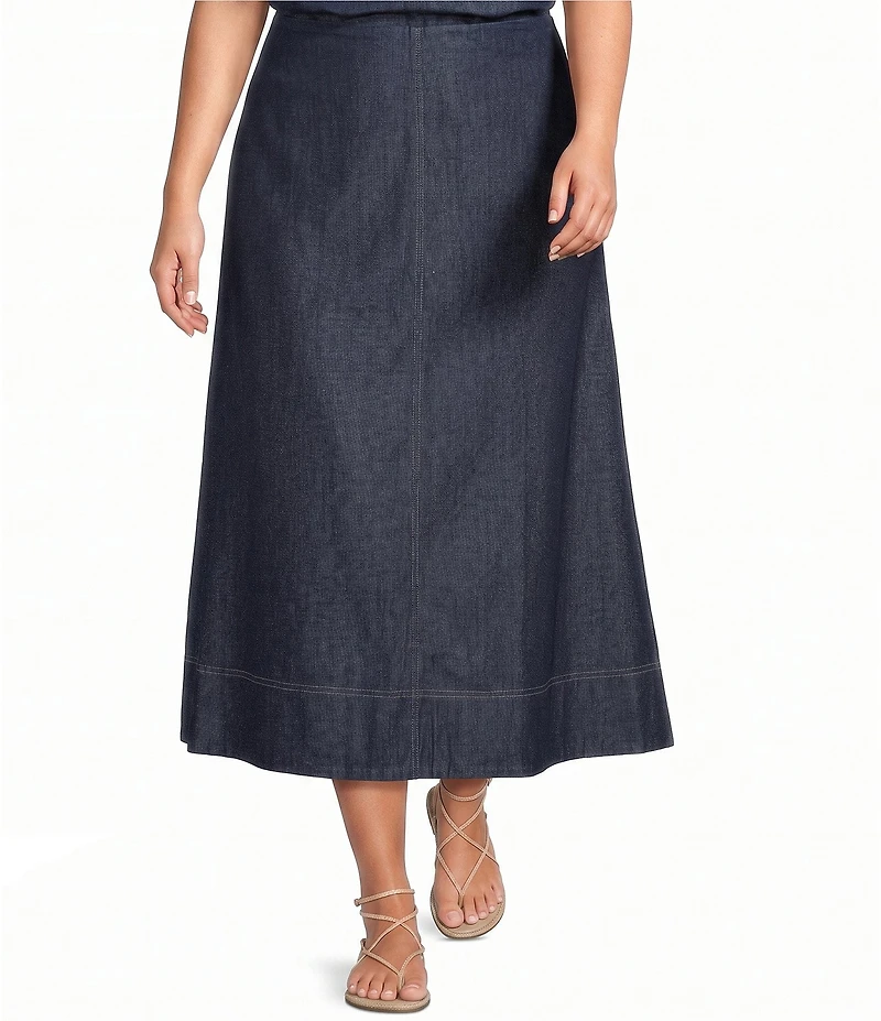 Eileen Fisher Plus Lightweight Denim Full Skirt