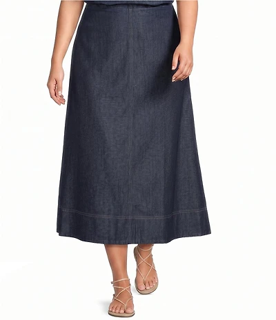Eileen Fisher Plus Lightweight Denim Full Skirt
