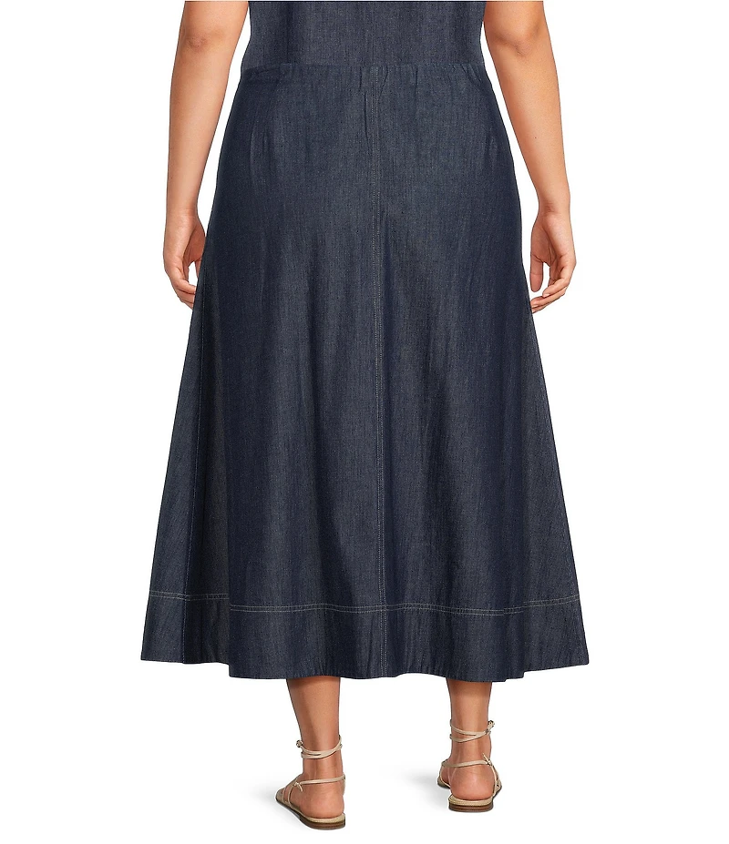 Eileen Fisher Plus Lightweight Denim Full Skirt