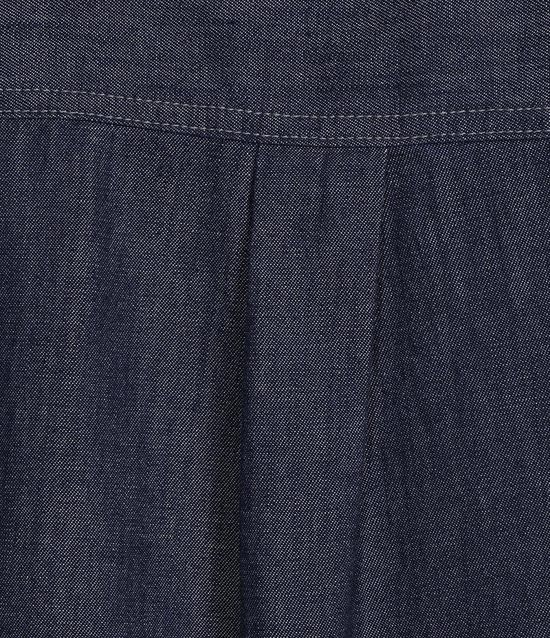 Eileen Fisher Plus Lightweight Denim Point Collar Long Sleeve A-Line Shirt